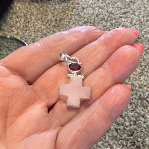 Silver and Pink Cross Pendant